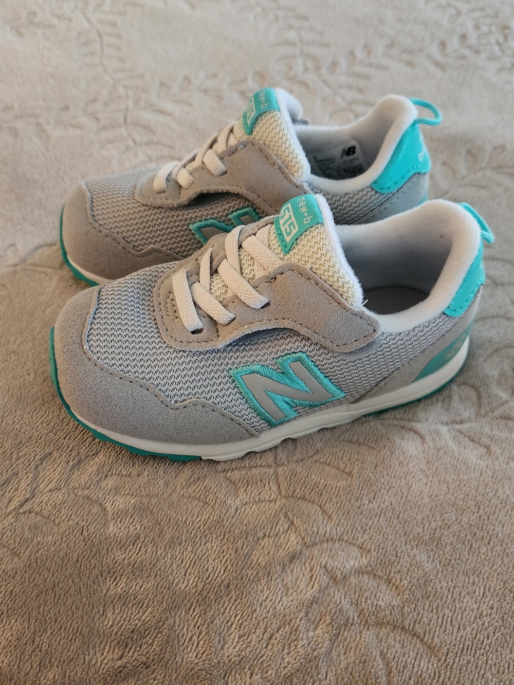 New Balance Kids Gray and Teal Athletic Sneakers